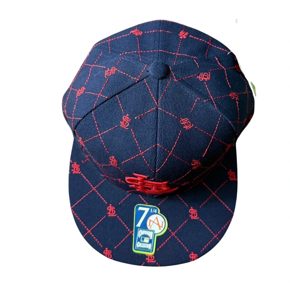 St Louis Cardinals Hat Mens 7 1/4 Navy Quilted‎ Fitted MLB American Needle AOP